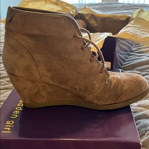 Madden Girl Suede Brown Wedge Booties